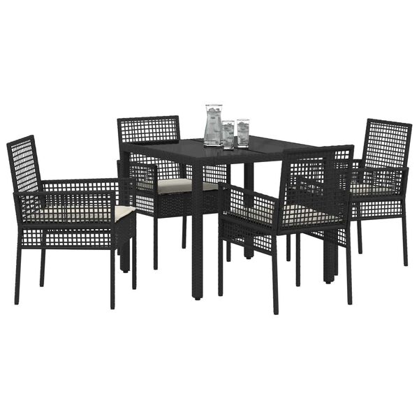 vidaXL Gar&eth;ur bor&eth;sett 5 pcs Svartur p&oacute;l&yacute;rattan