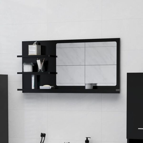 805016 vidaXL Bathroom Mirror Black 90x10,5x45 cm Chipboard