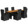 vidaXL 7 Hluta Gar&eth;bor&eth;stofusett me&eth; Sessum Svart P&oacute;l&yacute;rattan