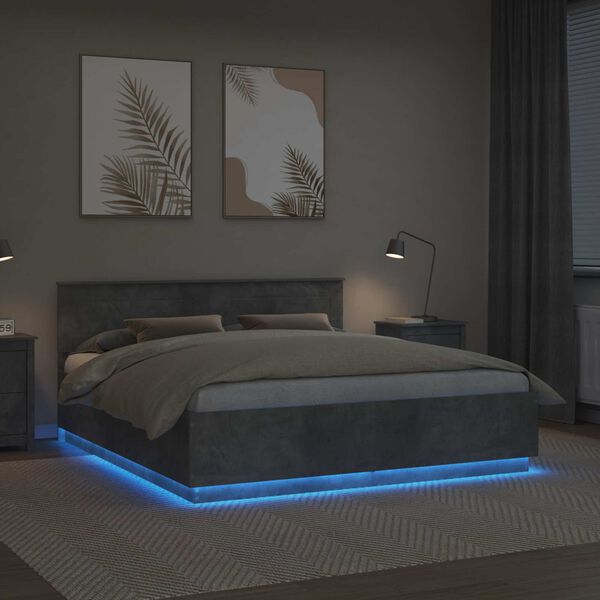 vidaXL Ramsv&iacute;k me&eth; h&ouml;fu&eth;gafl Steingri&eth; 200 x 200 cm Samsettur vi&eth;ur