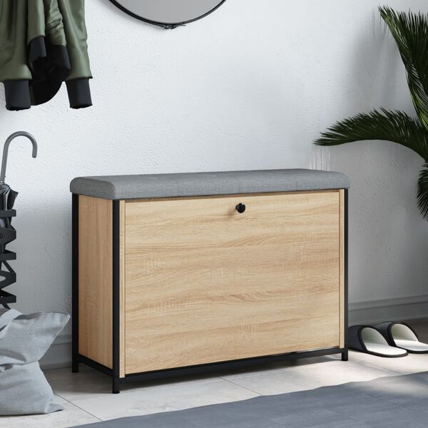 vidaXL Sk&oacute;sk&aacute;pur me&eth; Flettisk&uacute;ffu Sonoma Eik 82x32x56 cm