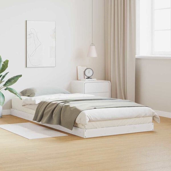 vidaXL Gólfseng Hvítt 213.5 x 104 x 9 cm Solid furuhikk