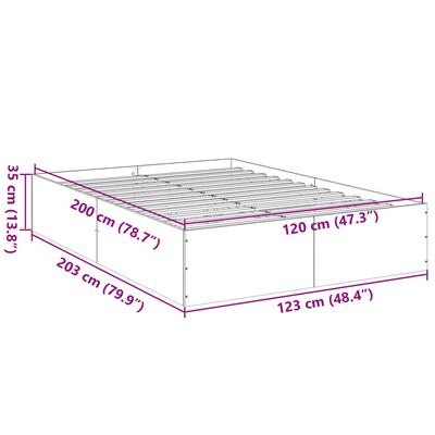 vidaXL Rúmgrind án Dýnu Reyktóna Eikarlitur 120x200 cm