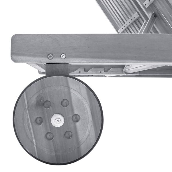 vidaXL 2 Manna Sólbekkur með Púðum Grár Gegnheill Akasíuviður