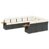 vidaXL 10 Hluta Gar&eth;s&oacute;fasett me&eth; Sessum Svart P&oacute;l&yacute;rattan