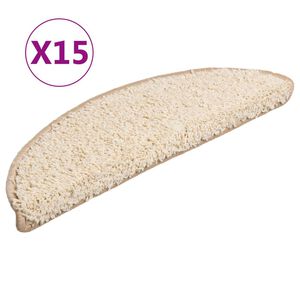 vidaXL Stigamottur 15 stk 56x17x3 cm kremlita&eth;ar h&aacute;lfhringlaga