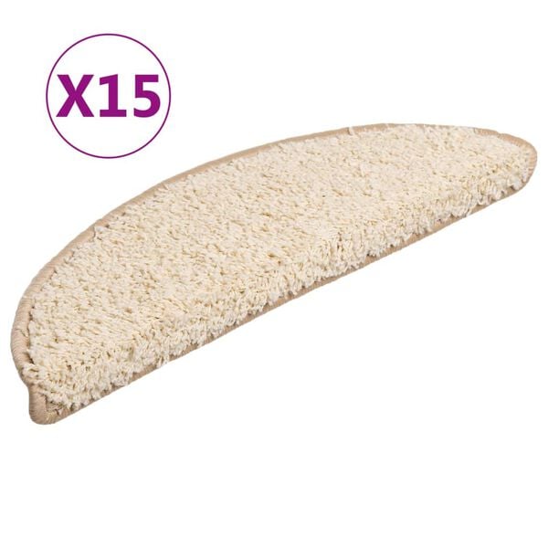 vidaXL Stigamottur 15 stk 56x17x3 cm kremlita&eth;ar h&aacute;lfhringlaga