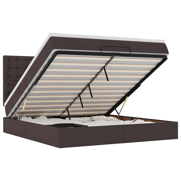 vidaXL Ottoman r&uacute;m me&eth; d&yacute;nu D&ouml;kkbr&uacute;nt 180x200cm Efni