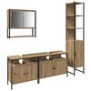 vidaXL Ba&eth;herbergismublasett 4 pcs handverkseik Samsettur vi&eth;ur