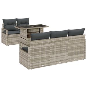 vidaXL Gar&eth;s&oacute;fa sett me&eth; p&uacute;&eth;i me&eth; geymslu 6 pcs Lj&oacute;sgr&aacute;r Poly rattan