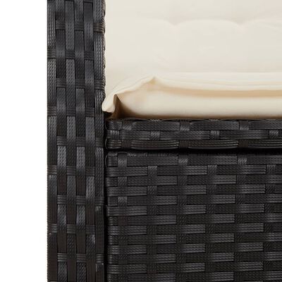 vidaXL 2 stykki garðborðstofusett með púðum Black Poly Rattan