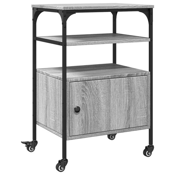 vidaXL Prentarastandur 3 h&aelig;&eth;a Gr&aacute;r Sonoma 50x40x76 cm Samsettur Vi&eth;ur