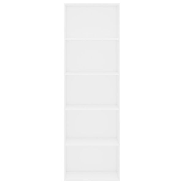 800990 vidaXL 5-Tier Book Cabinet White 60x30x189 cm Chipboard