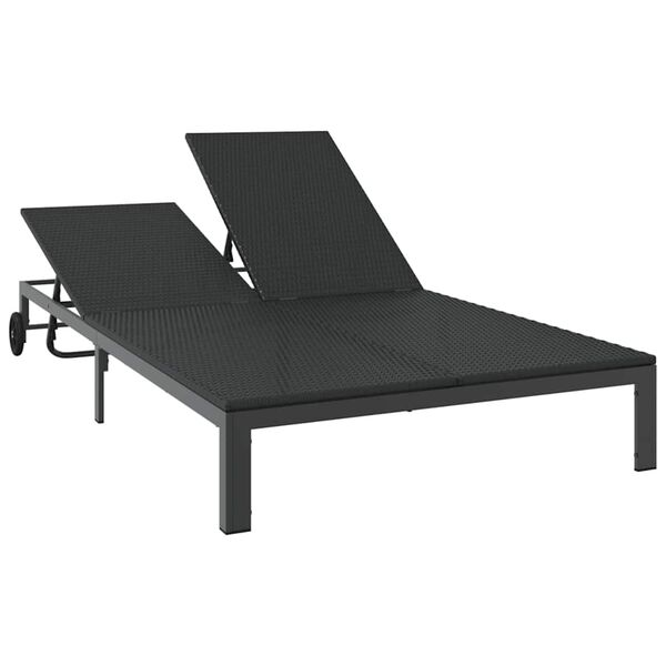 vidaXL Sunbed 1-Pers&oacute;na Svartur 206 x 62.5 x 74 cm p&oacute;l&yacute;rattan
