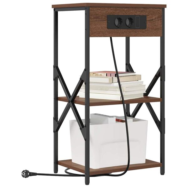 vidaXL Noat&ouml;flu sk&aacute;pur Br&uacute;nn eik 41 x 31 x 76 cm Samsettur vi&eth;ur