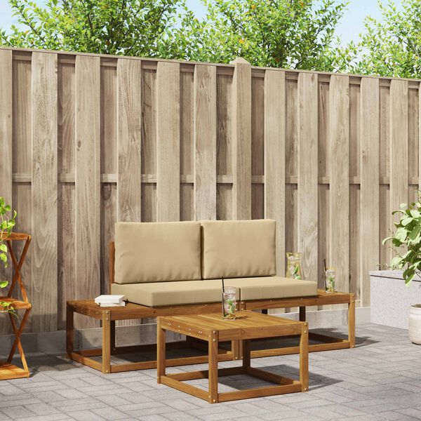 vidaXL &Uacute;ti s&oacute;fasett 3 pcs N&aacute;tt&uacute;rulegur Solid Akas&iacute;uskei&eth; og P&oacute;lyester