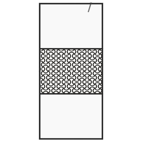 vidaXL Opinn Sturtuveggur m/ Gegnsæju Hertu Gleri 100x195 cm Svartur