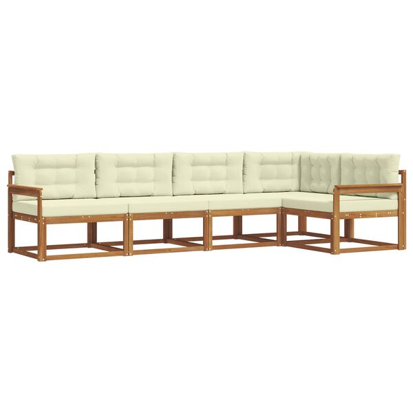 vidaXL &Uacute;ti s&oacute;fasett me&eth; p&uacute;&eth;i 5 pcs N&aacute;tt&uacute;rulegt og Krem