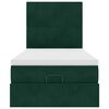 vidaXL Ottoman rúmgrind með dýnum Dökkgræn 90x200cm flauel