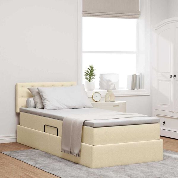 vidaXL R&uacute;m me&eth; geymslur&yacute;mi og d&yacute;nu Krem 90 x 190 cm Samsettur vi&eth;ur