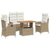 vidaXL 4 Hluta Gar&eth;bor&eth;stofusett me&eth; Sessum Drappa&eth; P&oacute;l&yacute;rattan