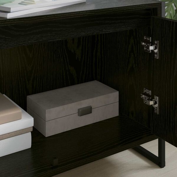 vidaXL Sj&oacute;nvarpssk&aacute;pur Svartur Eik 140 x 36 x 49.5 cm Samsettur vi&eth;ur