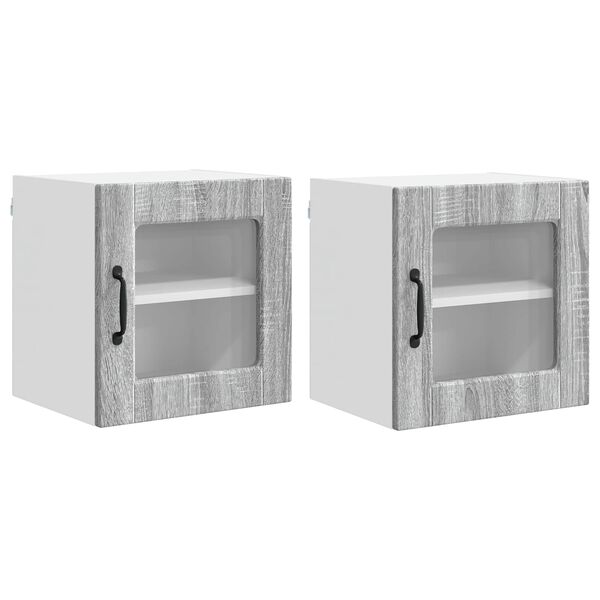 vidaXL Eldh&uacute;s sk&aacute;pur 2 pcs Gr&aacute;r Sonoma 40 x 31 x 40 cm Samsettur vi&eth;ur
