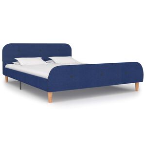 280928 vidaXL Bed Frame Blue Fabric 140x200 cm