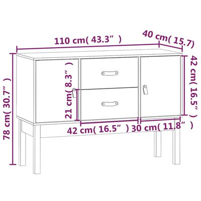 vidaXL Skenkur 110x40x78 cm Gegnheil Fura