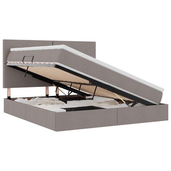 vidaXL R&uacute;m me&eth; geymslur&yacute;mi og LED M&oacute;gr&aacute;r 160 x 200 cm P&oacute;l&yacute;ester