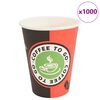 vidaXL Paper Kaffibollar 1000 stk 12oz 300ml Rau&eth;ur og Svartur