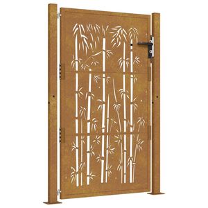 vidaXL Garðhlið 100x125 cm úr corten stáli úr bambus