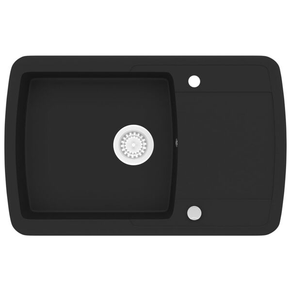 vidaXL Granít Eldhúsvaskur Einn vaskur Svartur