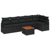 vidaXL Gar&eth;s&oacute;fa sett me&eth; p&uacute;&eth;i 7 pcs Svartur p&oacute;l&yacute;rattan