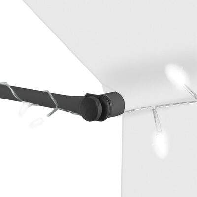 vidaXL Handvirkt Útdraganlegt Skyggni með LED 200 cm Rjómahvítt