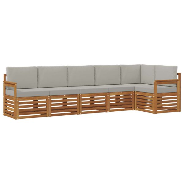 vidaXL S&oacute;fasett 6 pcs N&aacute;tt&uacute;rulegt og Lj&oacute;st Gr&aacute;tt Hrein akas&iacute;utr&eacute;