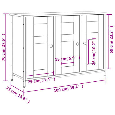 vidaXL Skóskápur Brúnn Eikarlitur 100x35x70cm Samsettur Viður