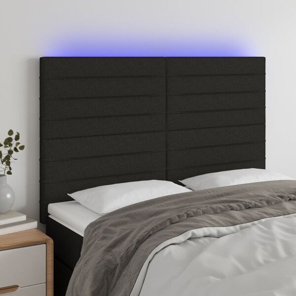 vidaXL LED h&ouml;fu&eth;gafl Svart 144x5x118/128 cm Efni