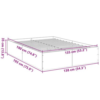 vidaXL Rúmgrind án Dýnu Svört 135x190 cm