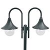 vidaXL Garðljósastaur E27 220 cm Ál Tveggja Lampa Dökkgrænn