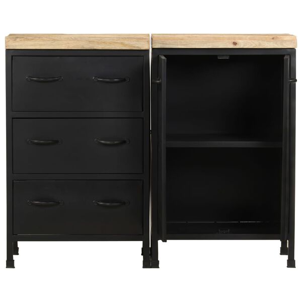 vidaXL Skenkur með 3 Skúffum og 2 Hurðum Grófur Mangóviður