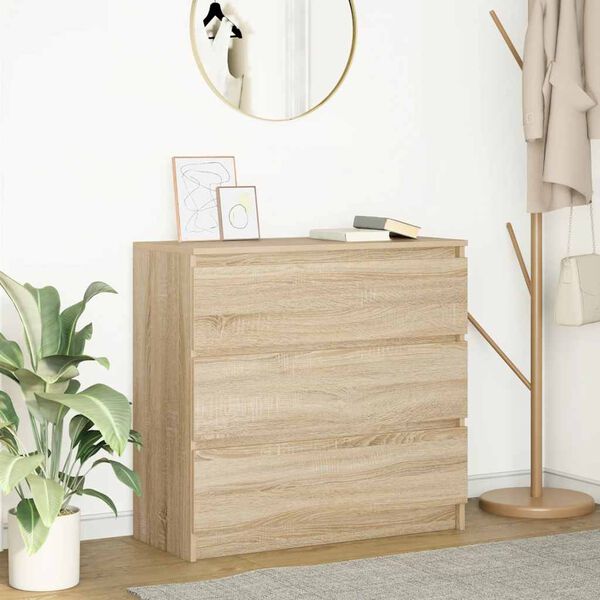 vidaXL Skenkur Sonoma Eik 80x35x76 cm Samsettur Viður