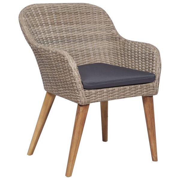 vidaXL 9 Parta Garðborðstofusett með Púðum Pólýrattan