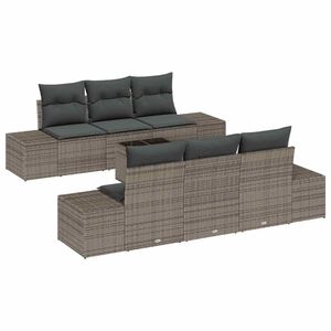 vidaXL Gar&eth;s&oacute;fa sett me&eth; p&uacute;&eth;i me&eth; geymslu 8 pcs Gr&aacute;r p&oacute;l&yacute;rattan