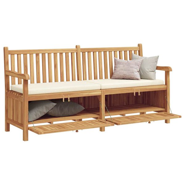 vidaXL Bekkur me&eth; geymslu Br&uacute;nn 180 x 60 x 90 cm Solid teak vi&eth;ur