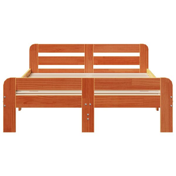 vidaXL Rúmgrind án Dýnu Vaxbrún 120x190 cm Gegnheil Fura