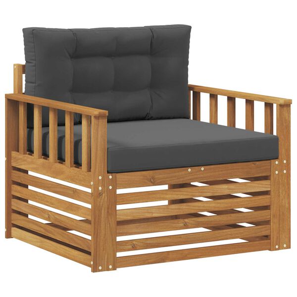 vidaXL &Uacute;ti s&oacute;fasett Solid Akas&iacute;uskei&eth; og P&oacute;lyester N&aacute;tt&uacute;rulegur