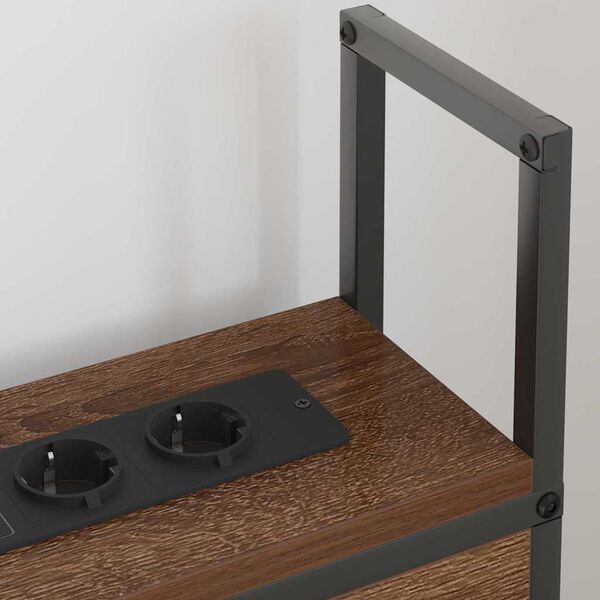 vidaXL Geymsluhefu með hleðslustöð brún eik 75 cm Samsettur viður