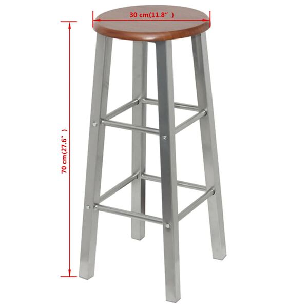 60562 vidaXL Bar Stools 2 pcs Metal with MDF Seat