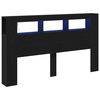 vidaXL LED h&ouml;fu&eth; Svartur Eik 180 x 18,5 x 103,5 cm Samsettur vi&eth;ur